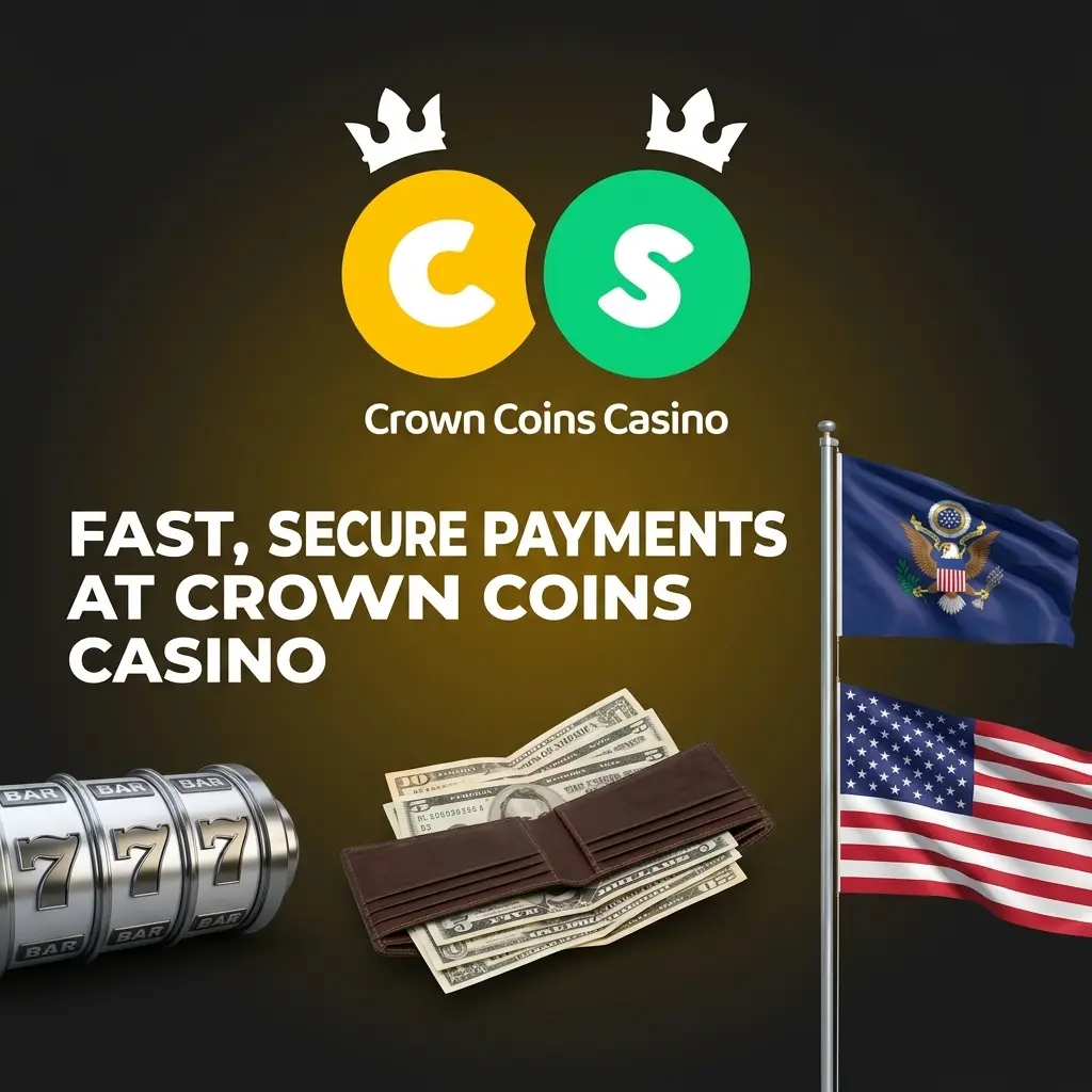 Crown Coins Casino payment methods including Visa, Mastercard, Apple Pay, American Express, and Discover Card